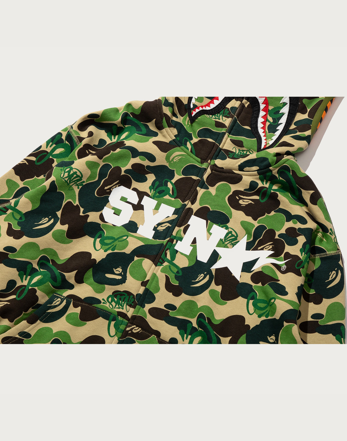 BAPE X SPOTIFY BY CENTRAL CEE CAMO SHARK FULL ZIP HOODIE MENS