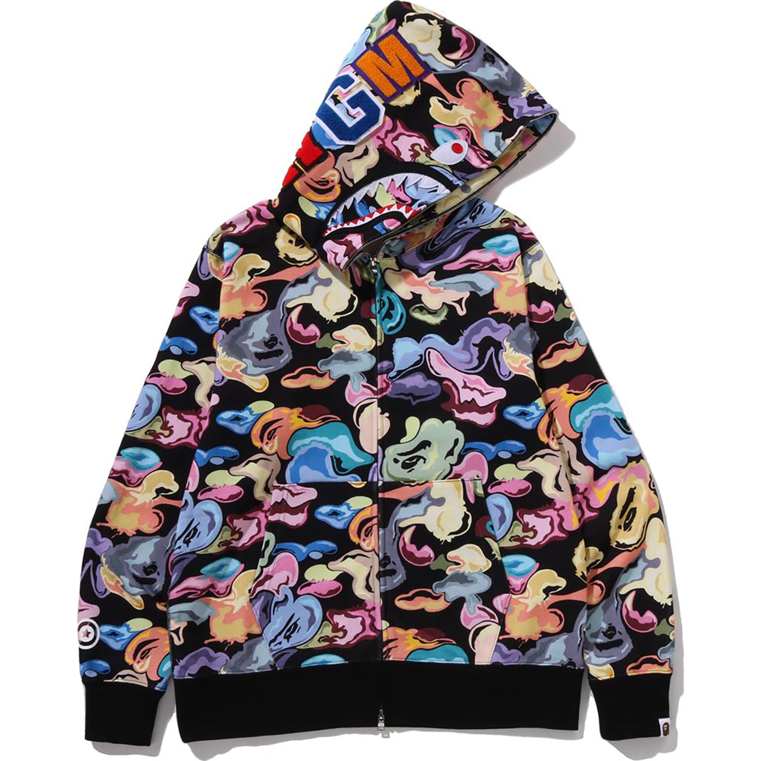 BAPE パーカー A BATHING APE® Kids Wild Leopard Pattern Shark Zip Hoodie
