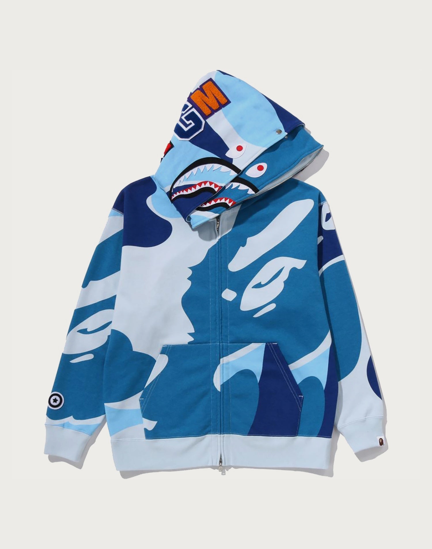 MEGA ABC CAMO DOUBLE SHARK RELAXED FIT FULL ZIP HOODIE MENS