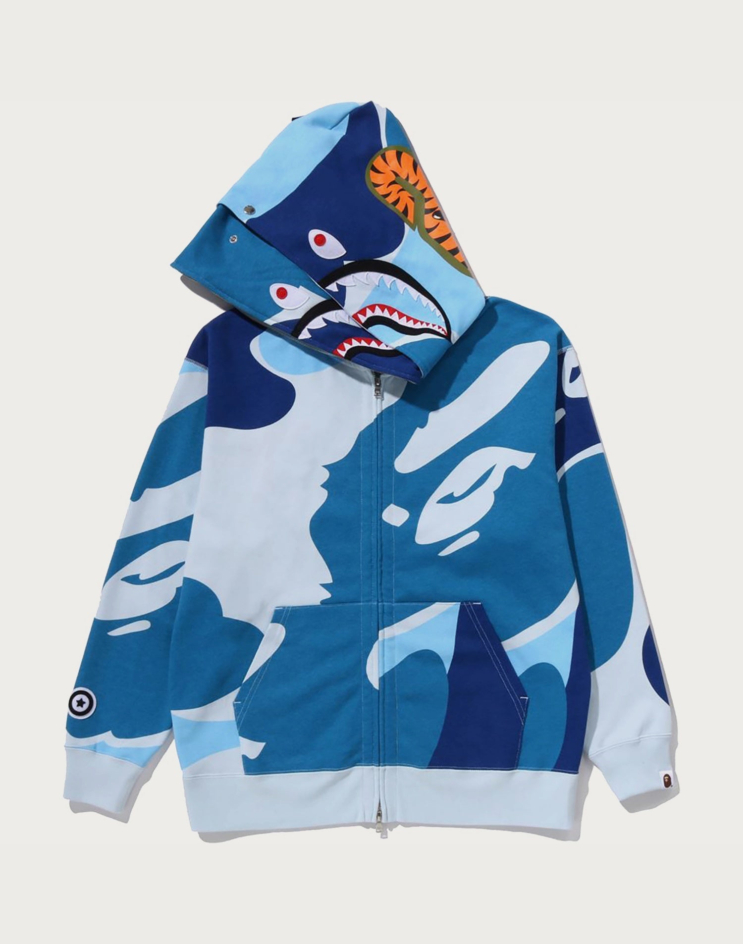 MEGA ABC CAMO DOUBLE SHARK RELAXED FIT FULL ZIP HOODIE MENS