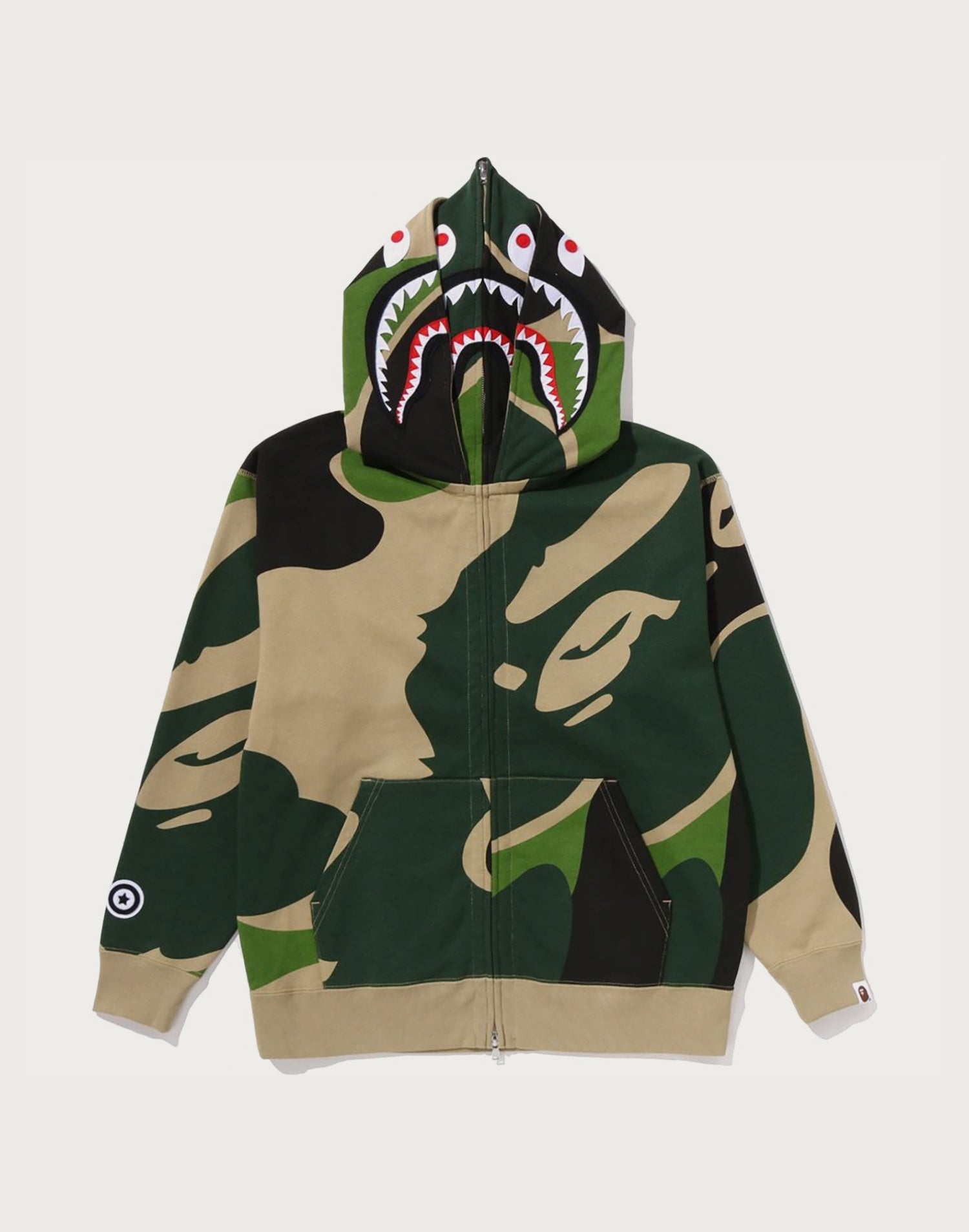 MEGA ABC CAMO DOUBLE SHARK RELAXED FIT FULL ZIP HOODIE MENS