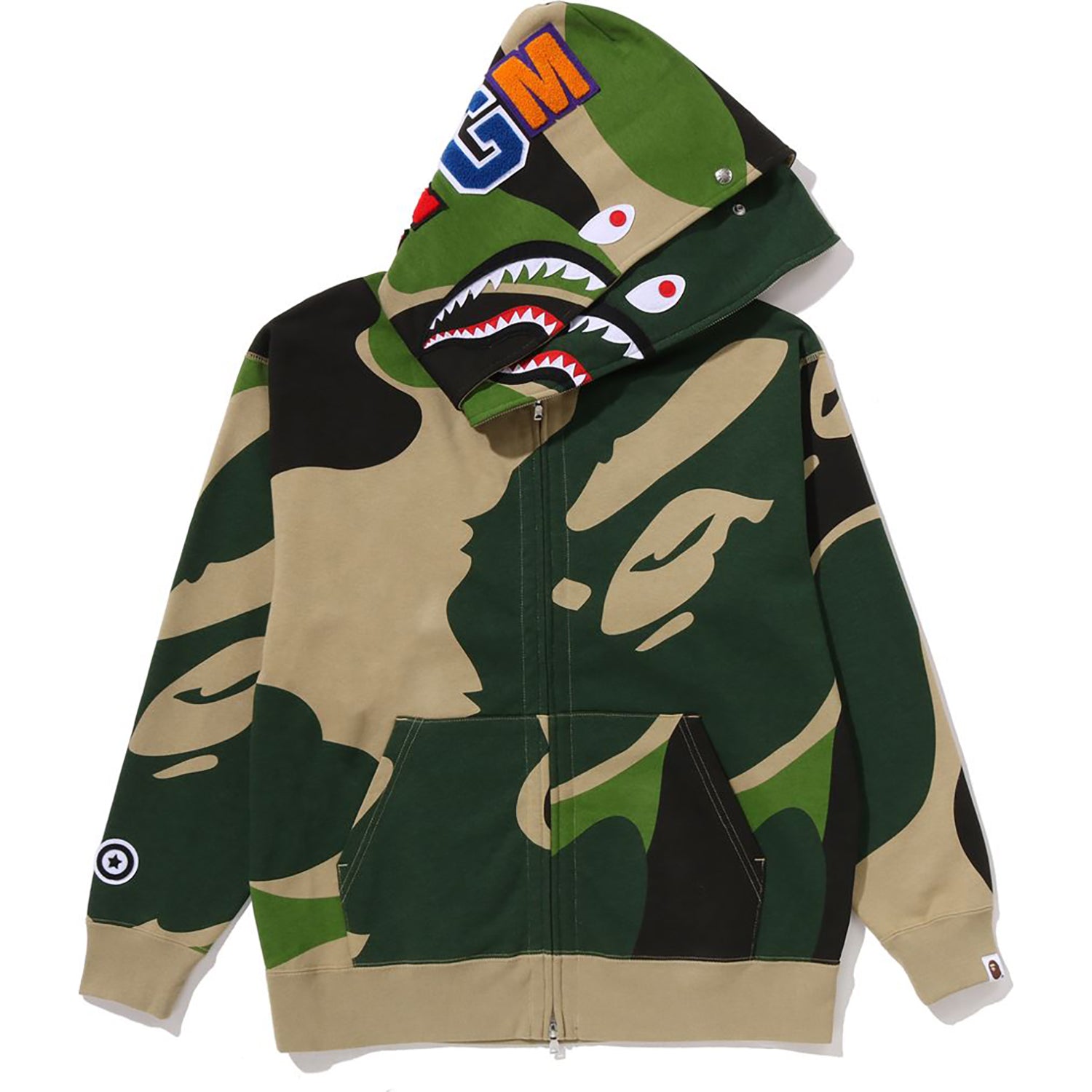 MEGA ABC CAMO DOUBLE SHARK RELAXED FIT FULL ZIP HOODIE MENS – us