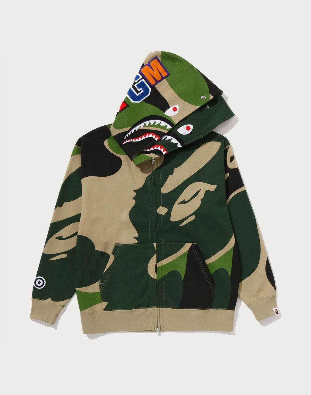 MEGA ABC CAMO DOUBLE SHARK RELAXED FIT FULL ZIP HOODIE MENS