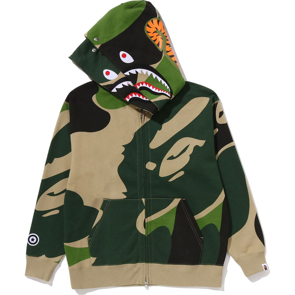 MEGA ABC CAMO DOUBLE SHARK RELAXED FIT FULL ZIP HOODIE MENS