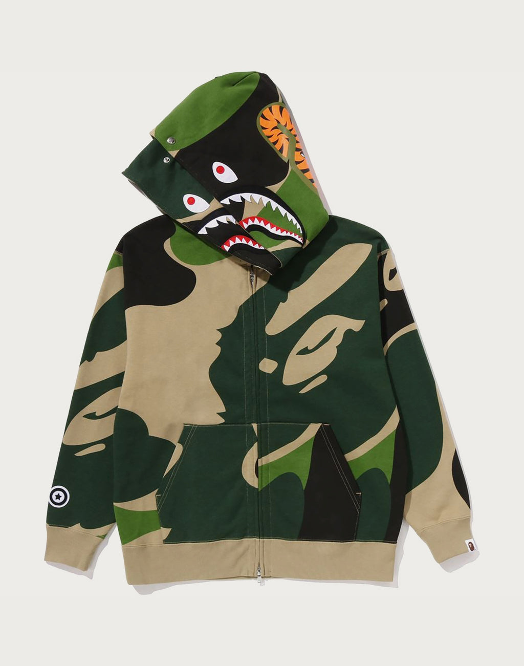 MEGA ABC CAMO DOUBLE SHARK RELAXED FIT FULL ZIP HOODIE MENS