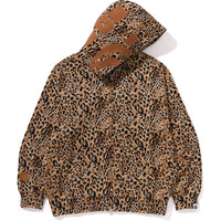 WILD LEOPARD PATTERN SHARK RELAXED FIT FULL ZIP HOODIE MENS