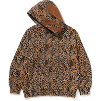 WILD LEOPARD PATTERN SHARK RELAXED FIT FULL ZIP HOODIE MENS