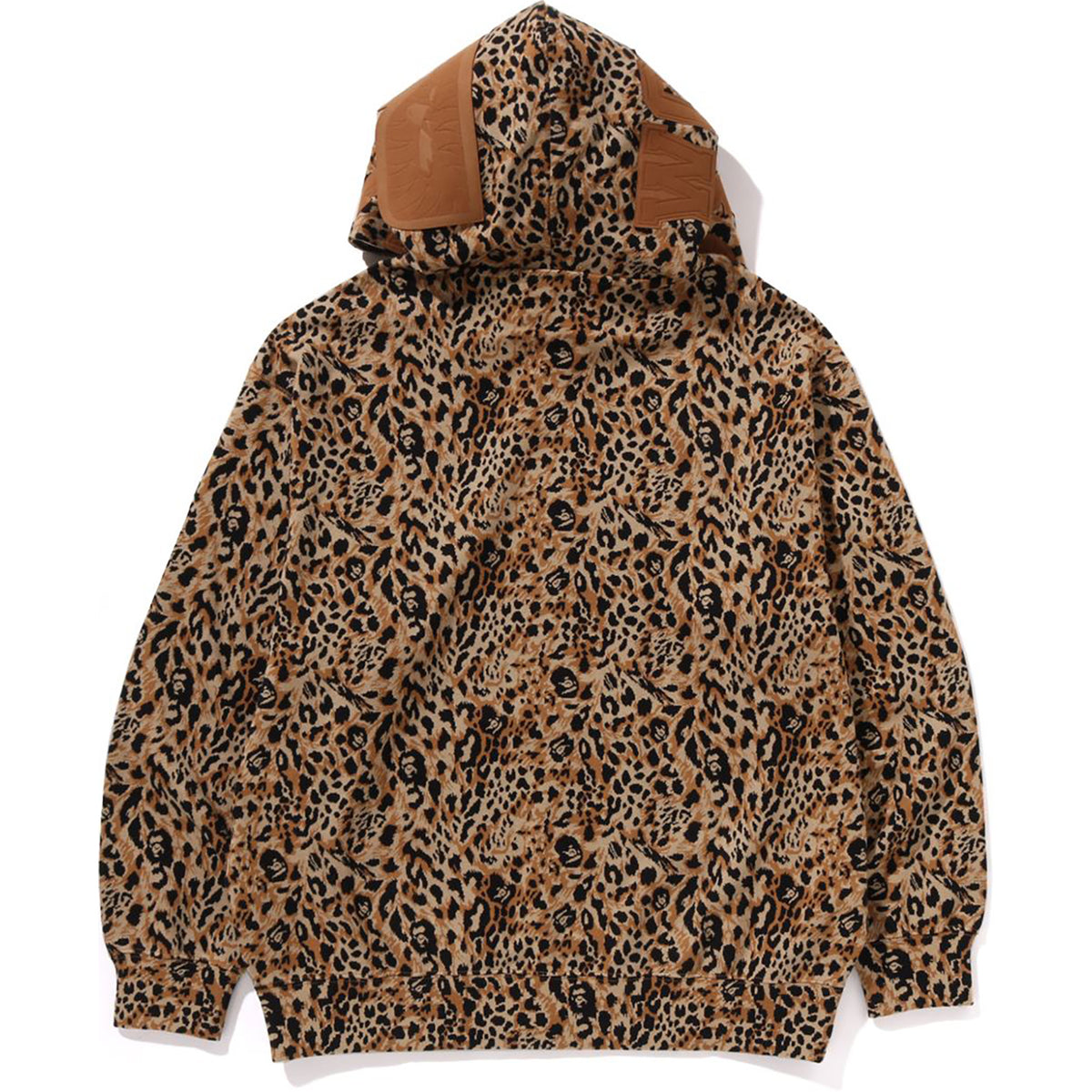 WILD LEOPARD PATTERN SHARK RELAXED FIT FULL ZIP HOODIE MENS