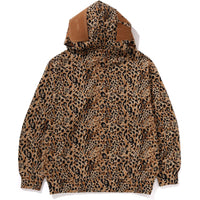 WILD LEOPARD PATTERN SHARK RELAXED FIT FULL ZIP HOODIE MENS