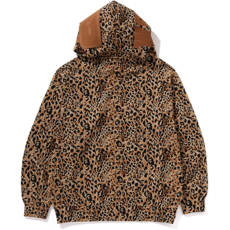 WILD LEOPARD PATTERN SHARK RELAXED FIT FULL ZIP HOODIE MENS
