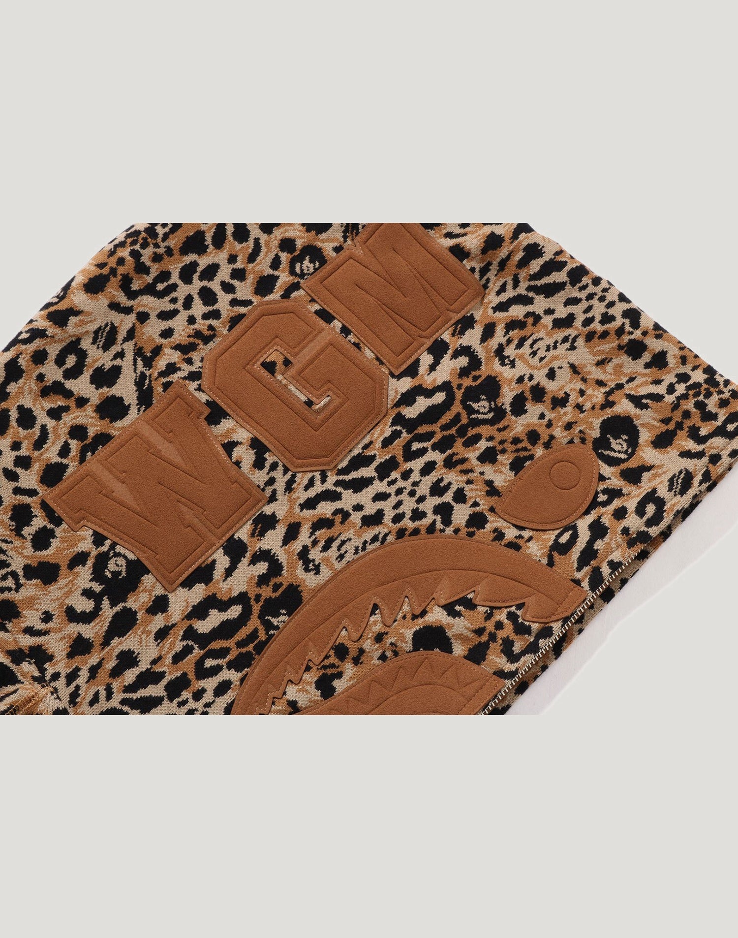 WILD LEOPARD PATTERN SHARK RELAXED FIT FULL ZIP HOODIE MENS – us