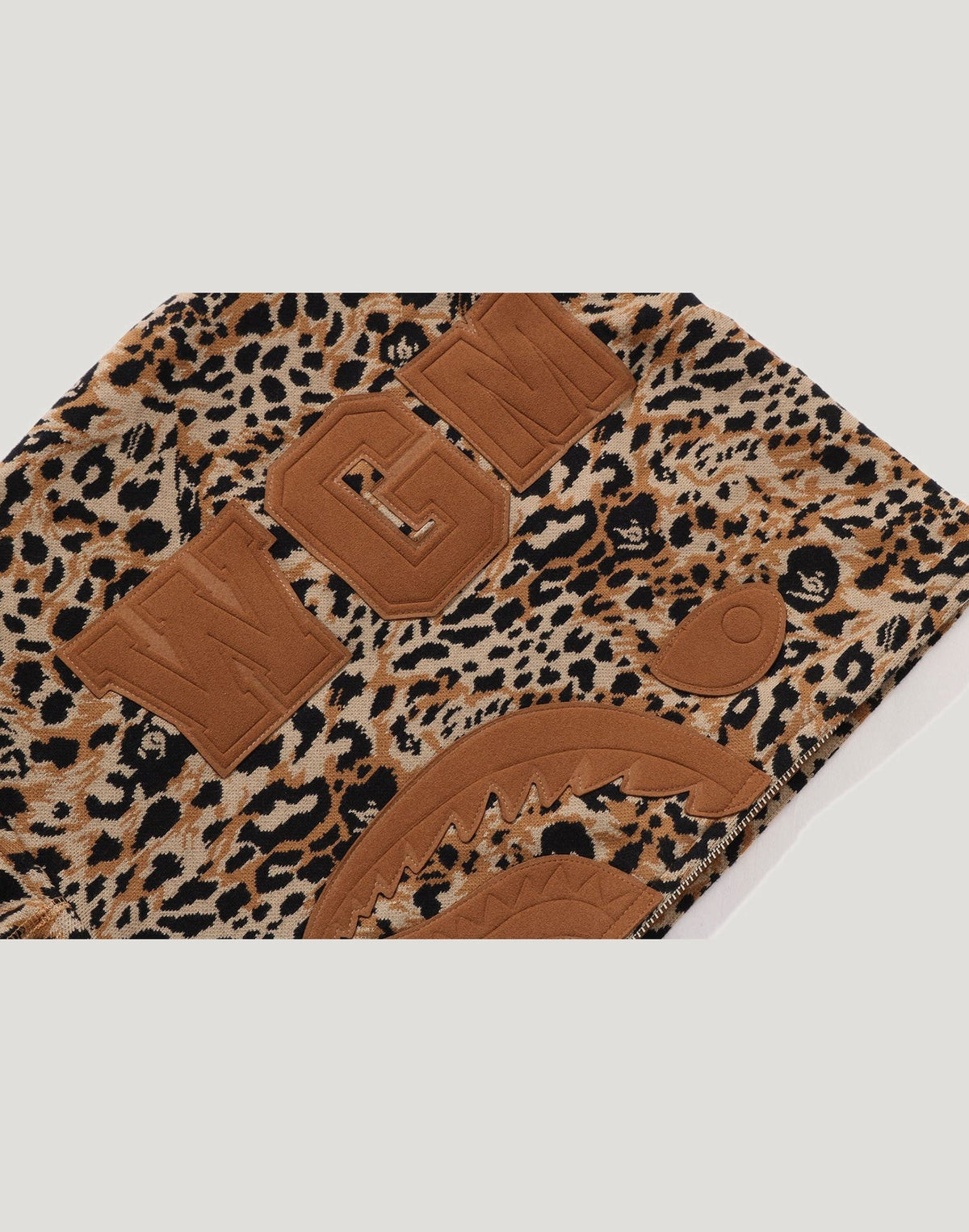 WILD LEOPARD PATTERN SHARK RELAXED FIT FULL ZIP HOODIE MENS