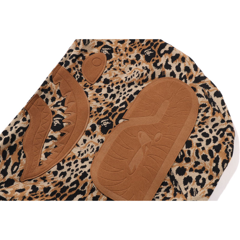 WILD LEOPARD PATTERN SHARK RELAXED FIT FULL ZIP HOODIE MENS