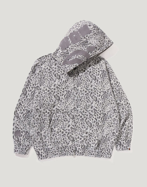 WILD LEOPARD PATTERN SHARK RELAXED FIT FULL ZIP HOODIE MENS – us