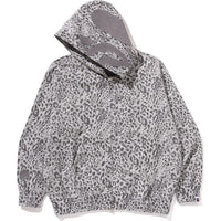 WILD LEOPARD PATTERN SHARK RELAXED FIT FULL ZIP HOODIE MENS