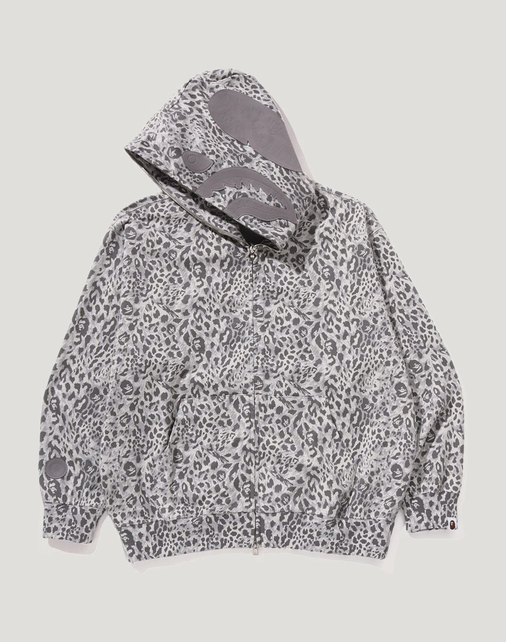WILD LEOPARD PATTERN SHARK RELAXED FIT FULL ZIP HOODIE MENS
