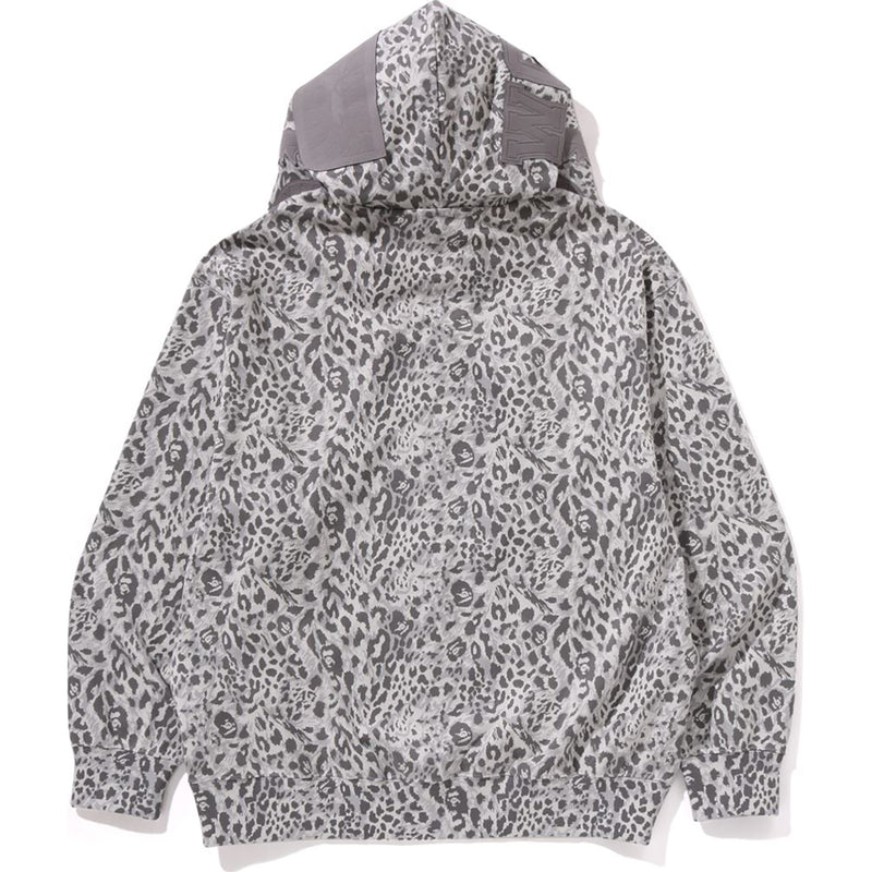 WILD LEOPARD PATTERN SHARK RELAXED FIT FULL ZIP HOODIE MENS
