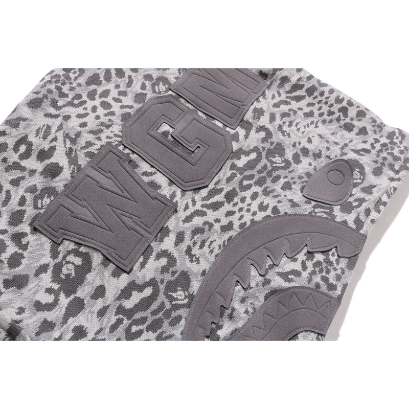 WILD LEOPARD PATTERN SHARK RELAXED FIT FULL ZIP HOODIE MENS