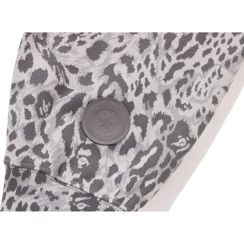 WILD LEOPARD PATTERN SHARK RELAXED FIT FULL ZIP HOODIE MENS