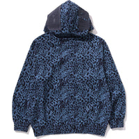 WILD LEOPARD PATTERN SHARK RELAXED FIT FULL ZIP HOODIE MENS