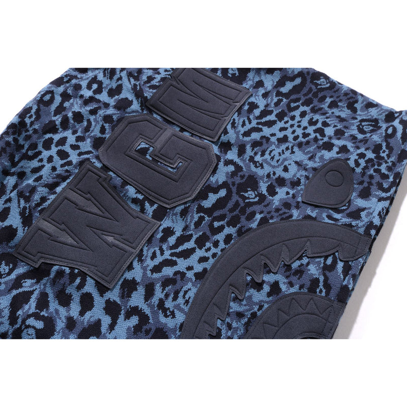 WILD LEOPARD PATTERN SHARK RELAXED FIT FULL ZIP HOODIE MENS