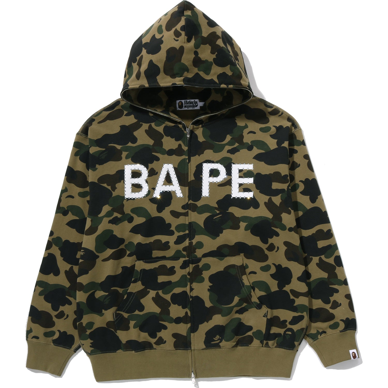 トップス APEE by A BATHING APE Rhinestone Hoodie Bathing Ape 1st Camo BAPE Logo Rhinestone Relaxed Fit Full Zip