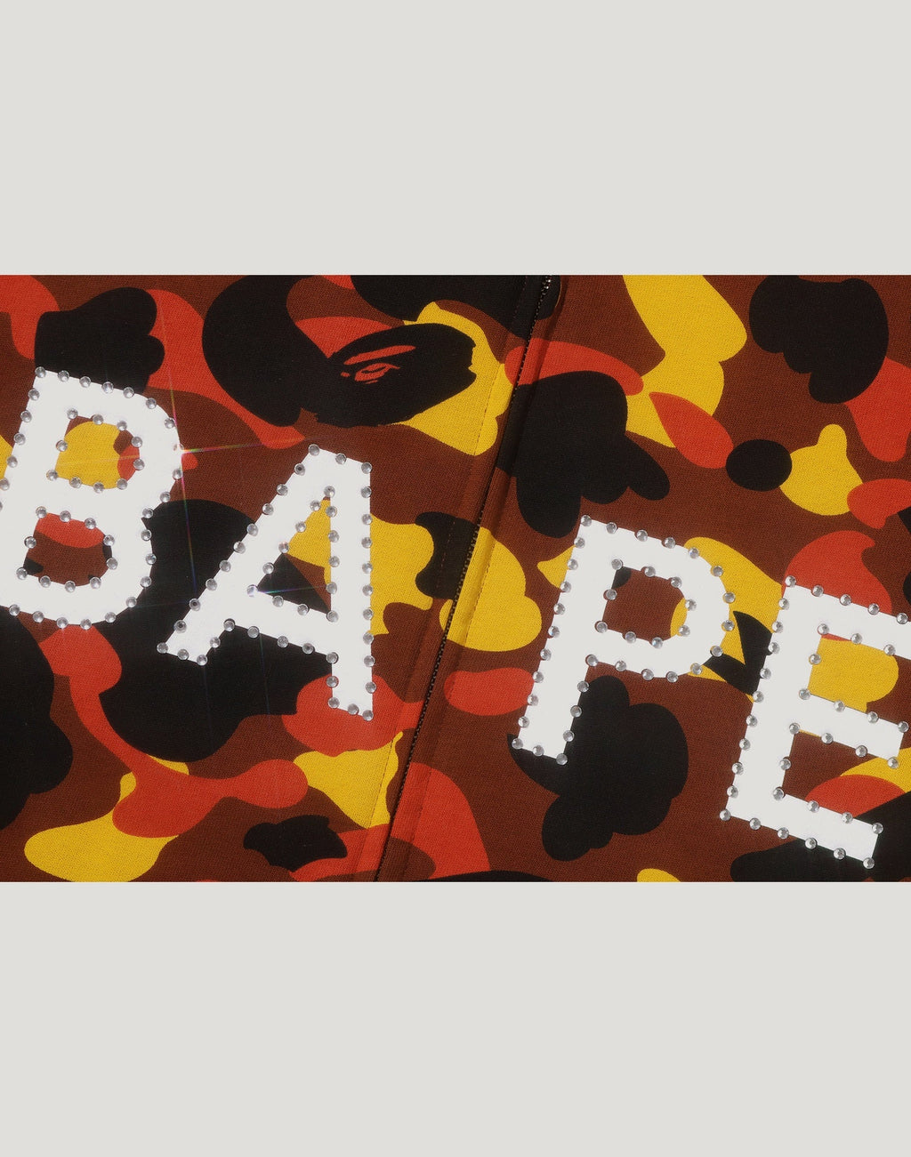 1ST CAMO BAPE LOGO RHINESTONE RELAXED FIT FULL ZIP HOODIE MENS