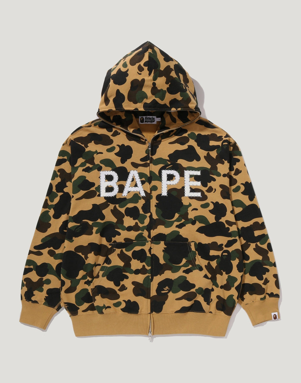1ST CAMO BAPE LOGO RHINESTONE RELAXED FIT FULL ZIP HOODIE MENS