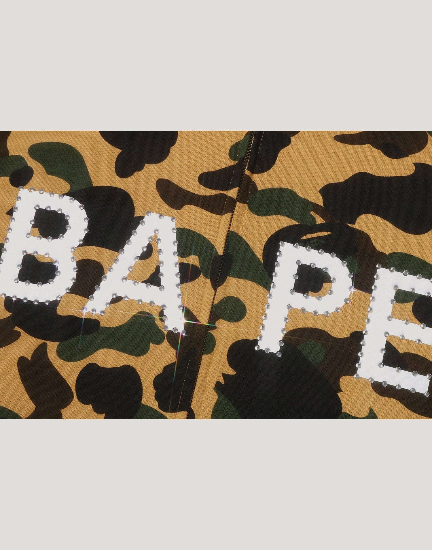 1ST CAMO BAPE LOGO RHINESTONE RELAXED FIT FULL ZIP HOODIE MENS