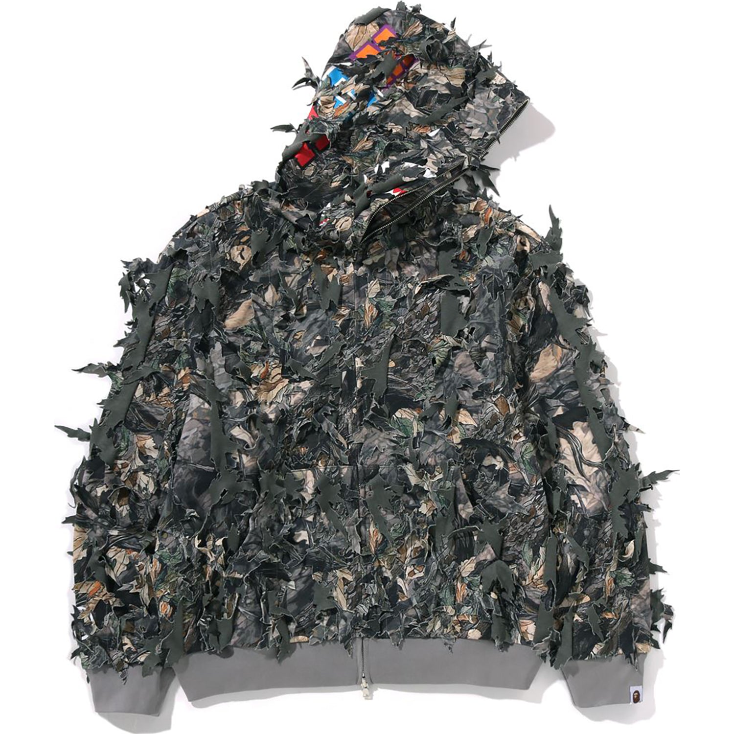 TREE EDGE CAMO LASER CUT CROPPED SHARK FULL ZIP HOODIE MENS