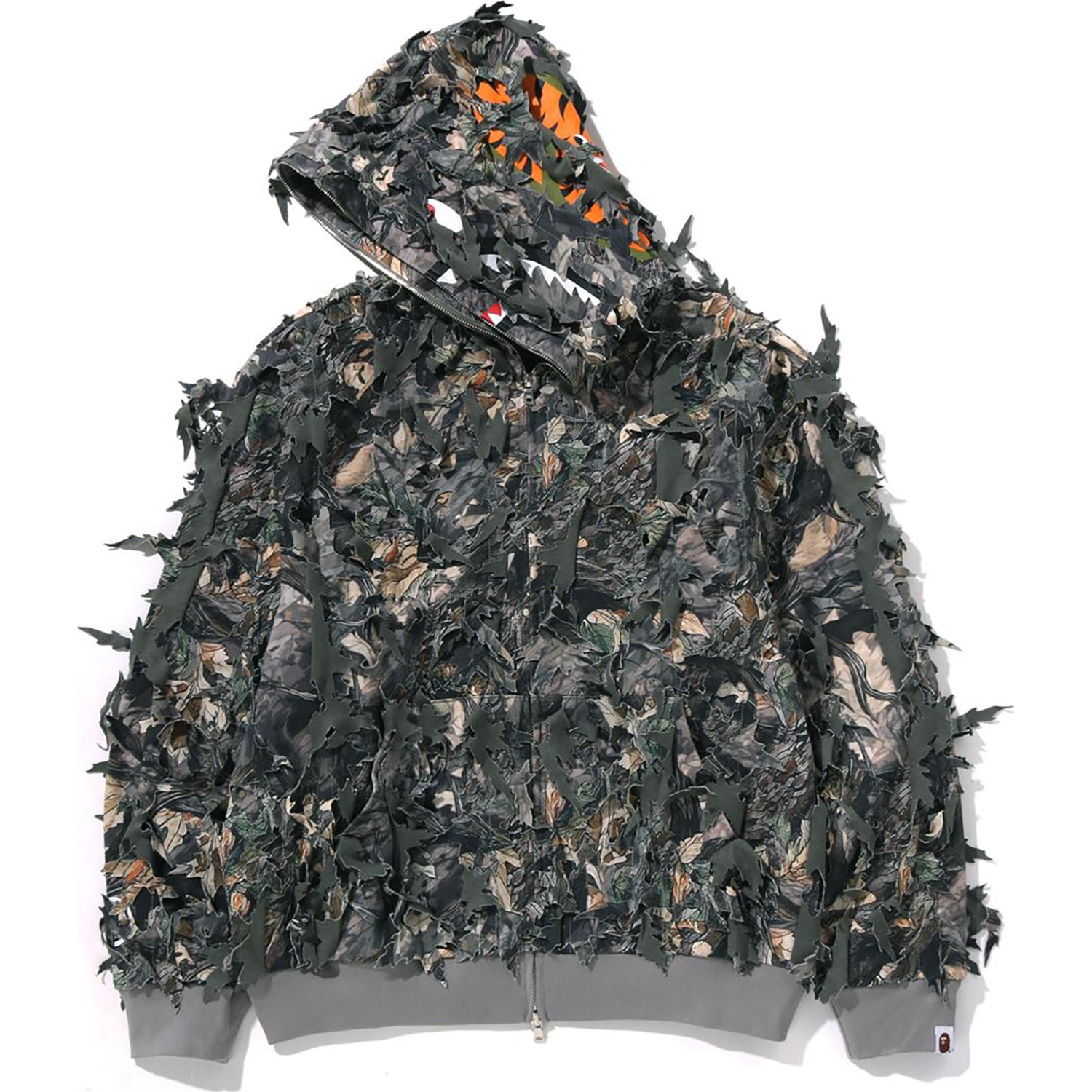 A BATHING APE☆TREE EDGE カモ シャーク フーディ TREE EDGE CAMO LASER CUT CROPPED SHARK FULL ZIP HOODIE MENS