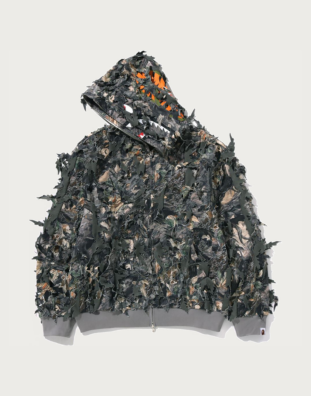 TREE EDGE CAMO LASER CUT CROPPED SHARK FULL ZIP HOODIE MENS