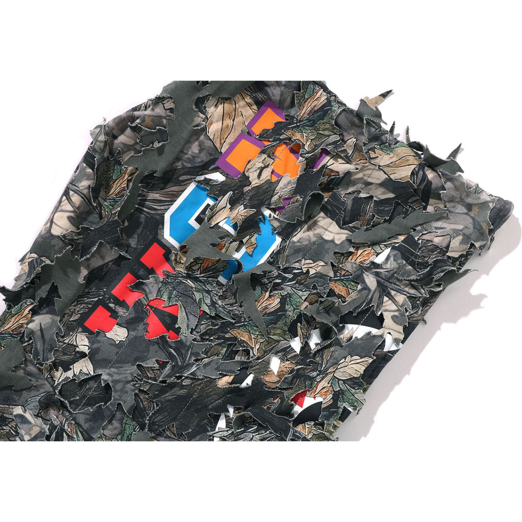 TREE EDGE CAMO LASER CUT CROPPED SHARK FULL ZIP HOODIE MENS