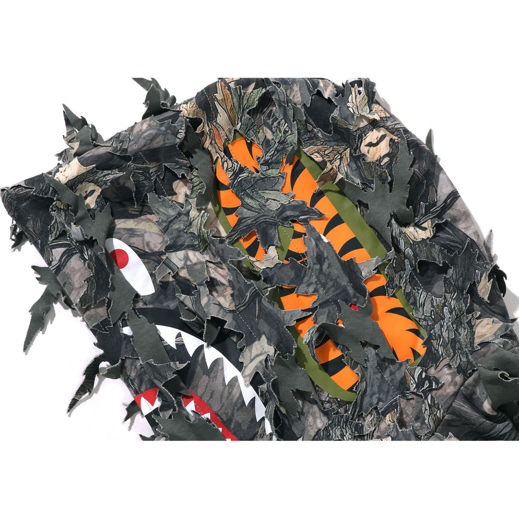 TREE EDGE CAMO LASER CUT CROPPED SHARK FULL ZIP HOODIE MENS