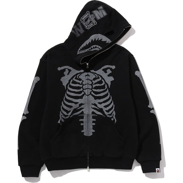 SKELETON SHARK HEAVY WASHED CROPPED FIT FULL ZIP HOODIE MENS