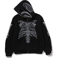 SKELETON SHARK HEAVY WASHED CROPPED FIT FULL ZIP HOODIE MENS