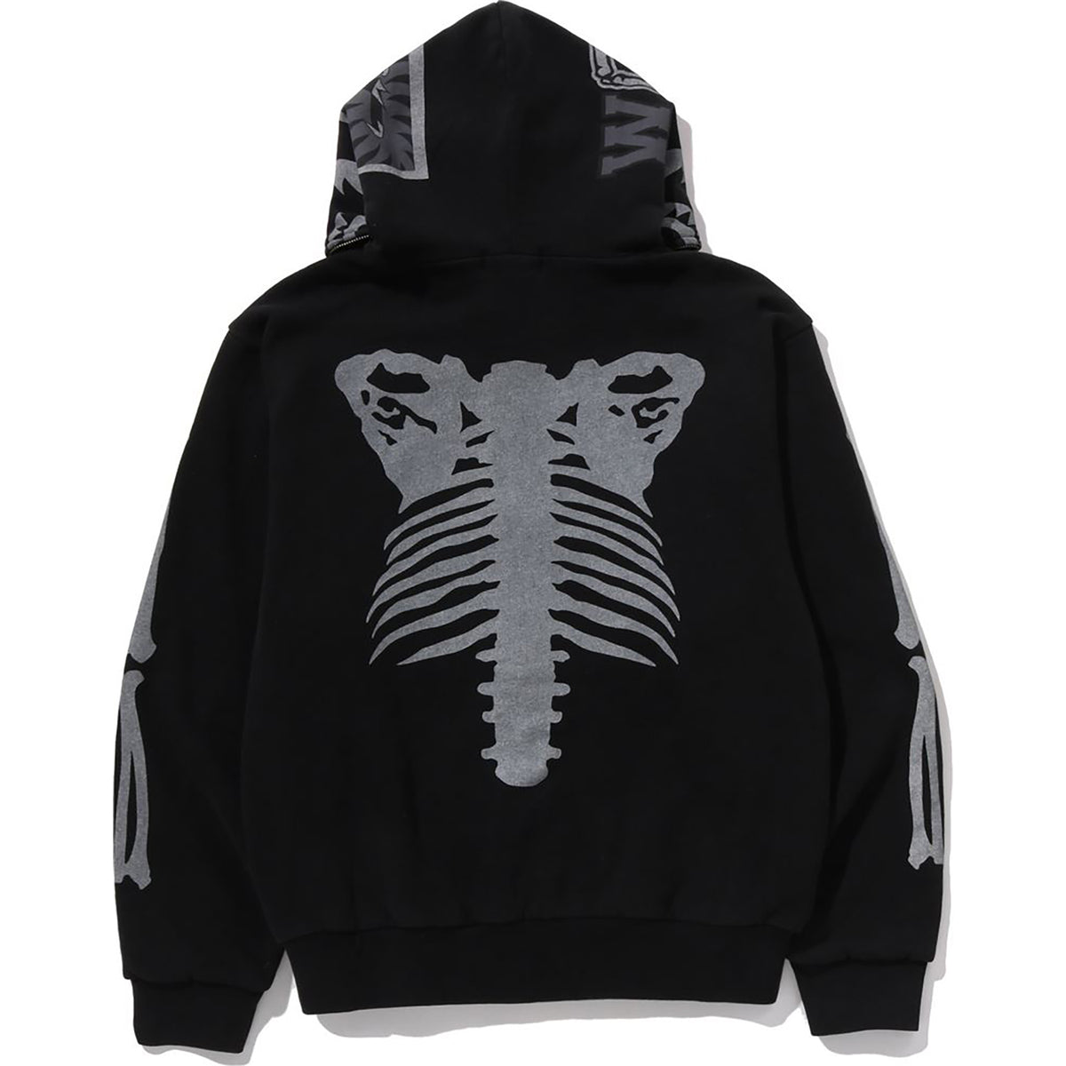 SKELETON SHARK HEAVY WASHED CROPPED FIT FULL ZIP HOODIE MENS