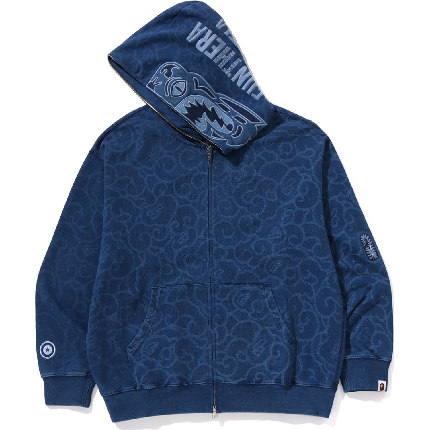 BAPE ネイビー ジップアップパーカー BAPE Mens Cotton Cloud Camo Tiger Upcycled Relaxed Fit Full Zip