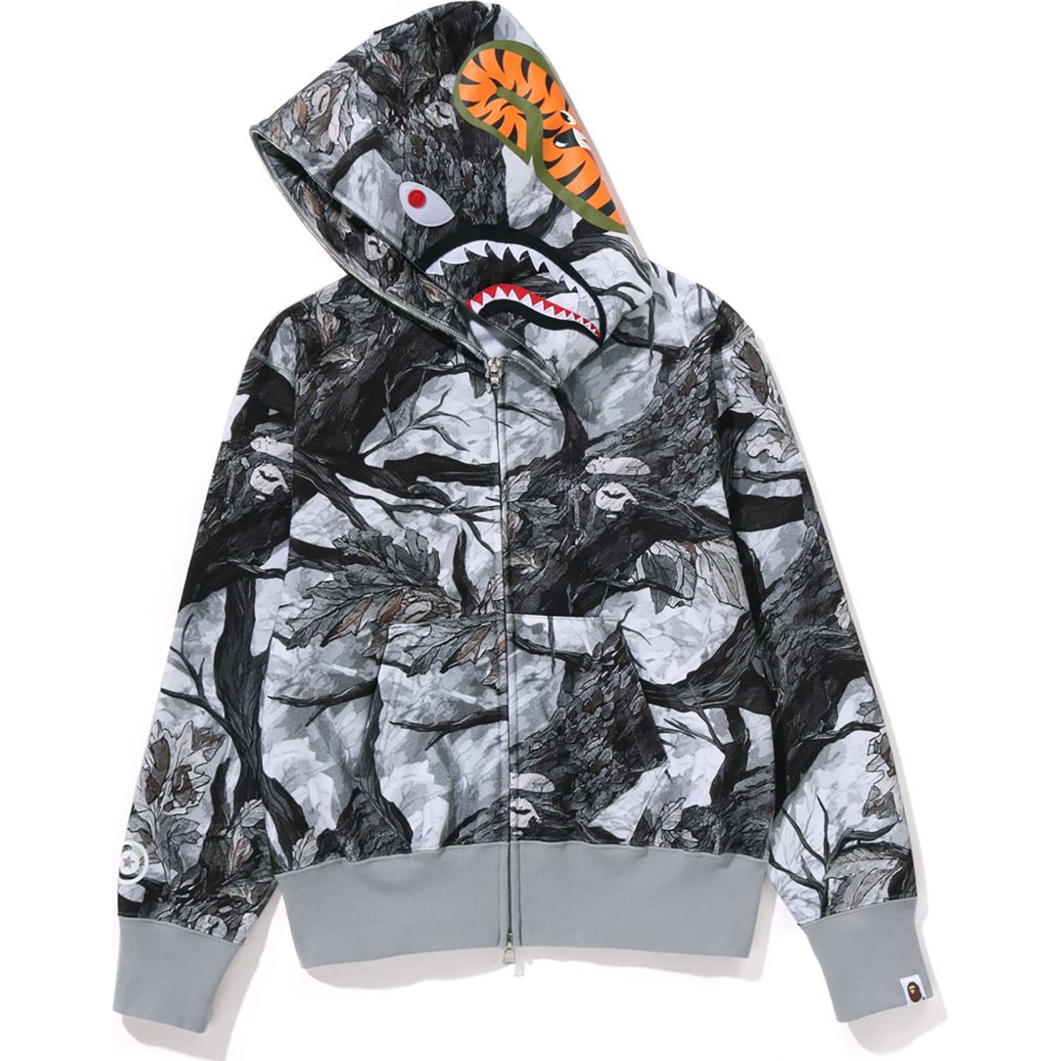 【APE】TREE EDGE CAMO LASER CUT CROPPED SHARK FULL ZIPHOODIE A BATHING APE® Tree Edge Camo Laser Cut Cropped Shark Full
