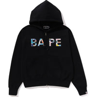 MULTI CAMO CRYSTAL LOGO WIDE ZIP HOODIE LADIES