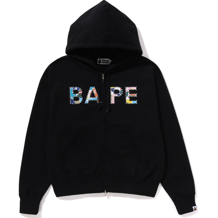 MULTI CAMO CRYSTAL LOGO WIDE ZIP HOODIE LADIES