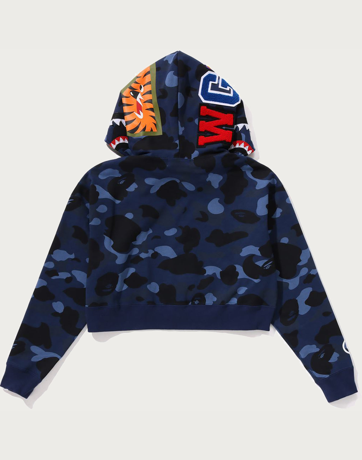 COLOR CAMO CRYSTAL STONE SHARK CROPPED FULL ZIP HOODIE LADIES