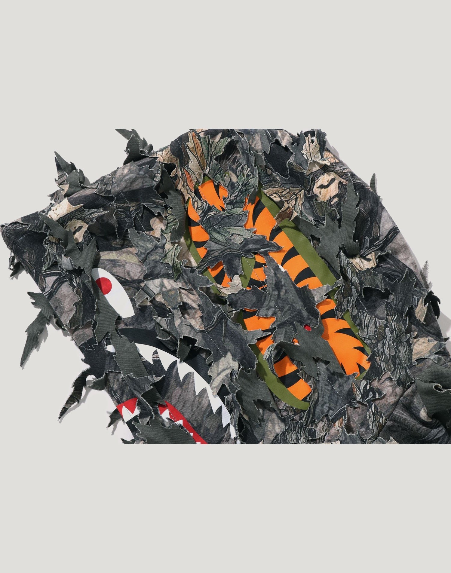 TREE EDGE CAMO LASER CUT CROPPED SHARK FULL ZIP HOODIE LADIES