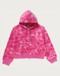 COLOR CAMO APE HEAD SEQUIN CROPPED FULL ZIP HOOOIE LADIES