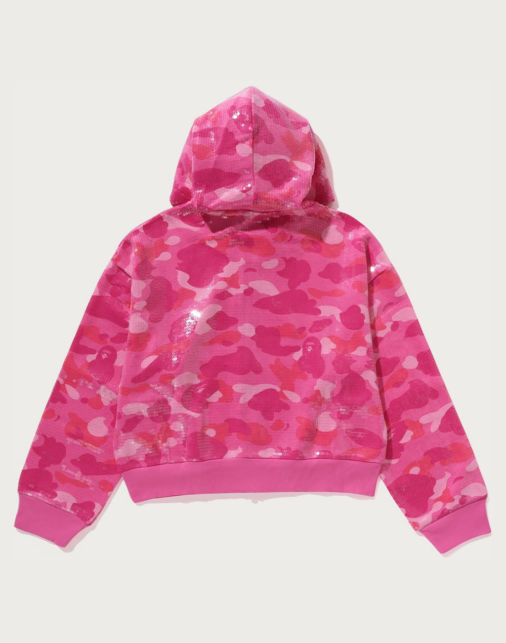 COLOR CAMO APE HEAD SEQUIN CROPPED FULL ZIP HOOOIE LADIES