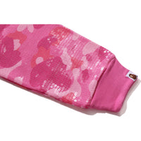 COLOR CAMO APE HEAD SEQUIN CROPPED FULL ZIP HOOOIE LADIES