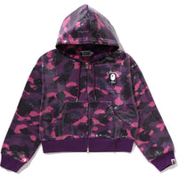 COLOR CAMO APE HEAD SEQUIN CROPPED FULL ZIP HOOOIE LADIES