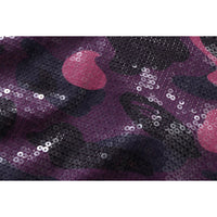 COLOR CAMO APE HEAD SEQUIN CROPPED FULL ZIP HOOOIE LADIES