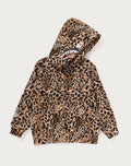 WILD LEOPARD PATTERN SHARK ZIP HOODIE KIDS
