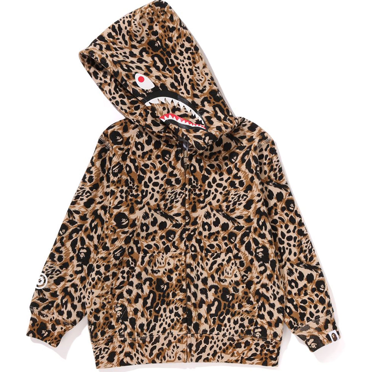 トップス BAPE LEOPARD PATTERN MILO SHARK HOODIE BAPE® LADIES'】 WILD LEOPARD PATTERN MILO SHARK FULL ZIP